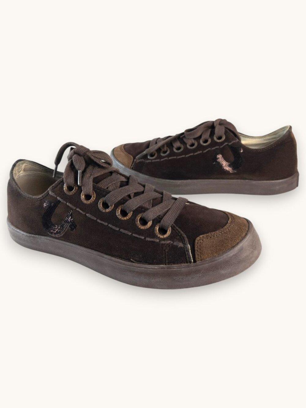 True Religion Women's Brown Suede Sneakers Size 9 USA